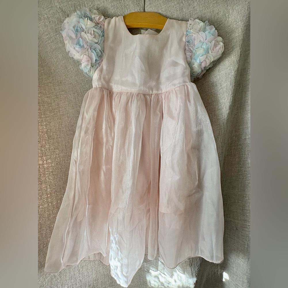 Lola + The Boys Light Pink Dress with Floral Sleeves